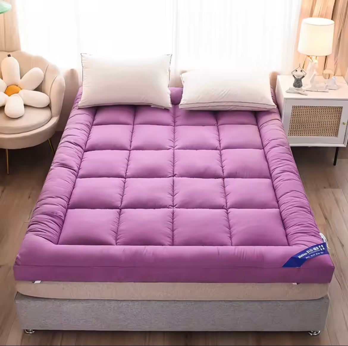 Cooling Mattress Topper 1000GSM Pillow Top for Back Pain Relief