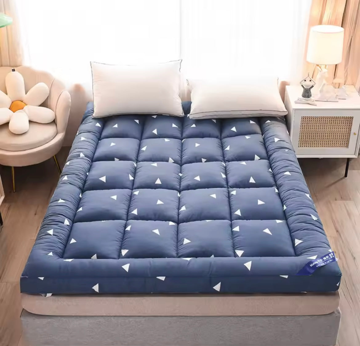 Cooling Mattress Topper 1000GSM Pillow Top for Back Pain Relief