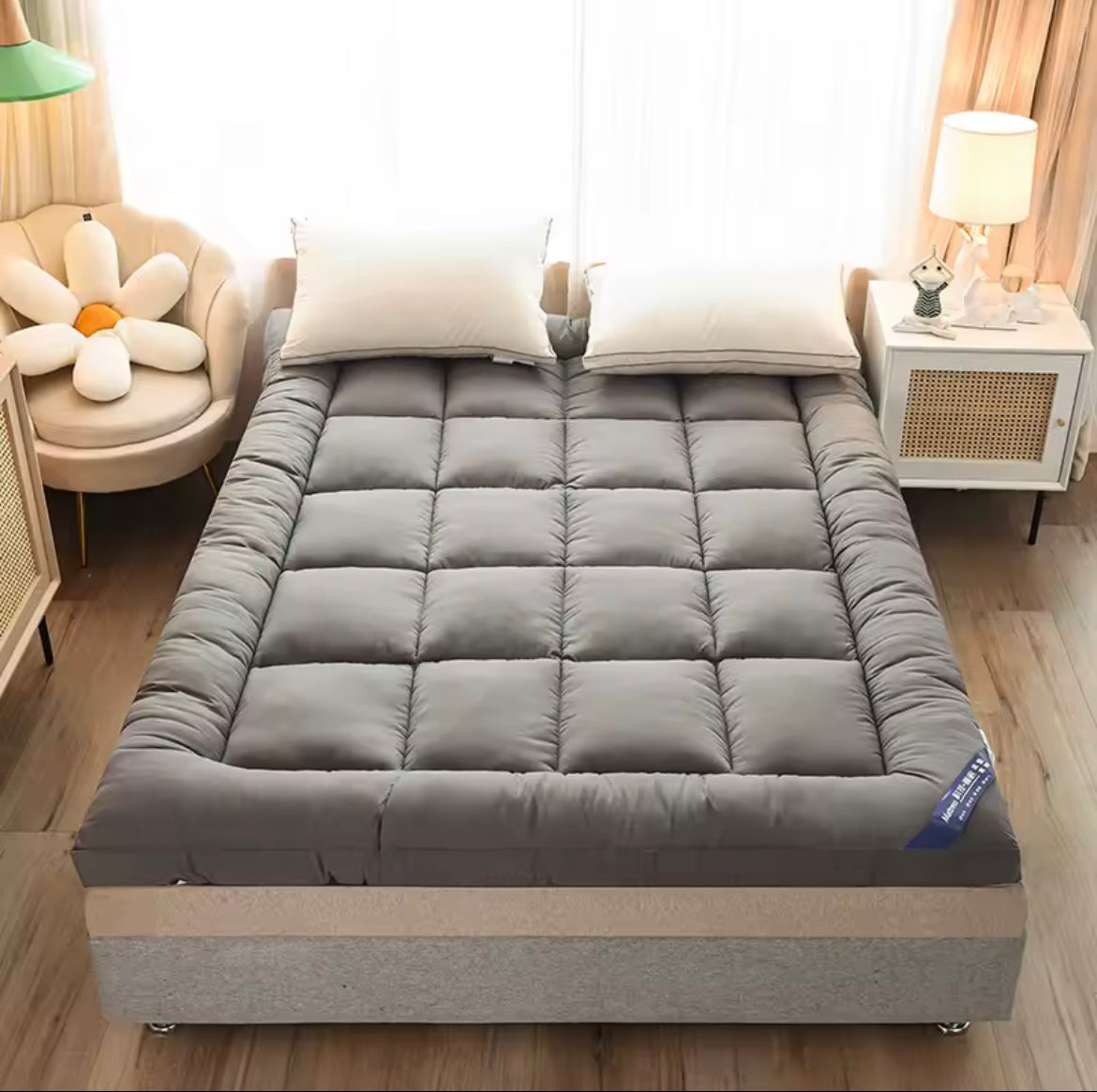 Cooling Mattress Topper 1000GSM Pillow Top for Back Pain Relief